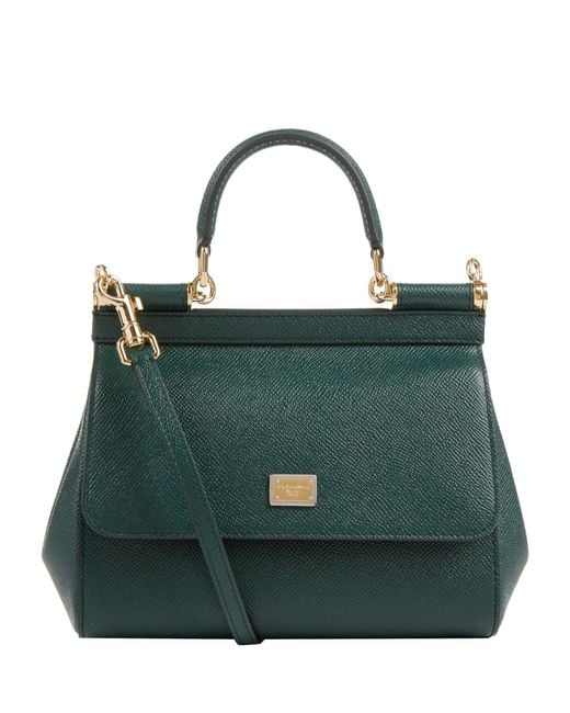 Dolce & Gabbana Green Small Dauphine Leather Sicily Bag