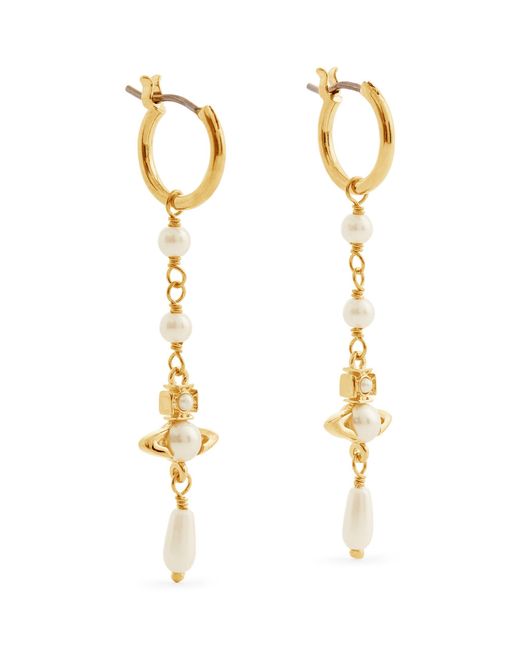 Vivienne Westwood Metallic Gold-tone Brass And Creamrose Pearl Emiliana Drop Earrings