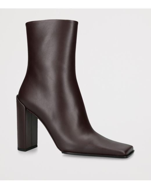 Alaïa Brown Leather Square-Toe Ankle Boots 90