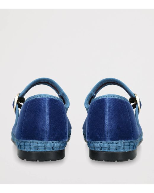 Flabelus Blue Velvet Alexandra Mary Jane Flats