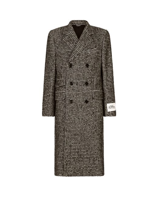 Dolce & Gabbana Gray Houndstooth Double-breasted Overcoat for men