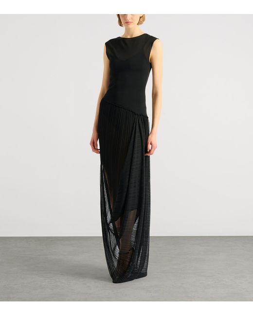 Balmain Black Long Draped Dress