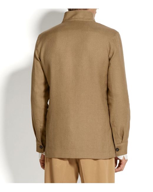 Zegna Brown Linen-wool Chore Jacket for men
