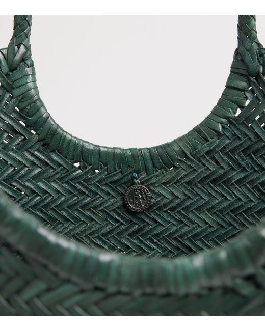 Dragon Diffusion Green Large Leather Woven Nantucket Tote Bag