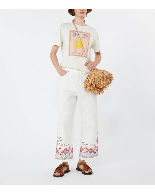 Weekend by Maxmara White Cotton Isla Life Graphic T-Shirt