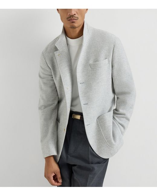 Brunello Cucinelli Gray Water-Resistant Cashmere Blazer for men
