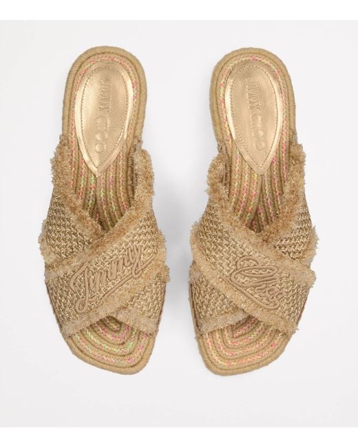 Jimmy Choo Natural Raffia Aciel Sandals