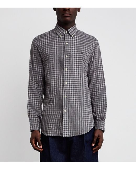 Polo Ralph Lauren Gray Cotton Twill Check Shirt for men