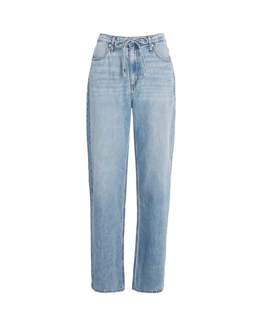 Rag & Bone Blue Drawstring Phoebe Wide-Leg Jeans