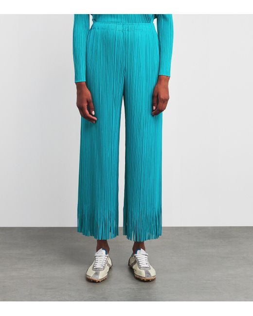 Pleats Please Issey Miyake Blue Wave Wide-Leg Trousers