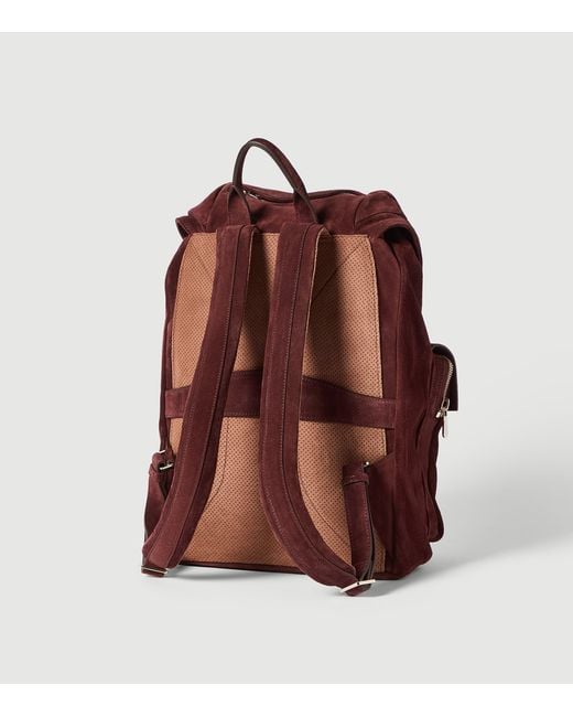 Brunello Cucinelli Red Suede Double-Pocket City Backpack for men