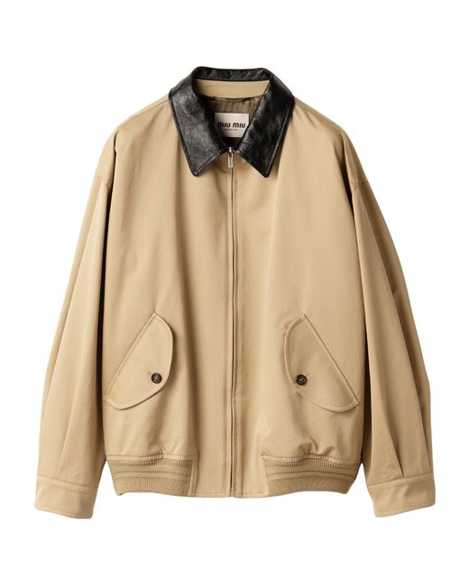Miu Miu Natural Leather-Trim Bomber Jacket