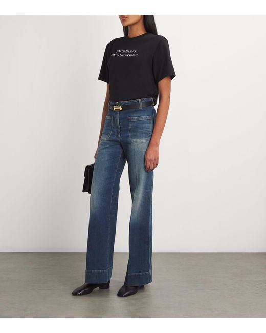 Victoria Beckham Black Leather B-Buckle Belt