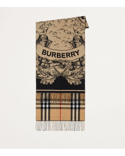 Burberry Natural Cashmere Reversible Ekd Scarf