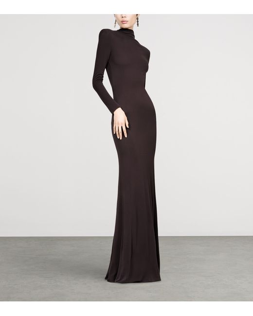 Tom Ford Purple Knitted Back Cut-Out Maxi Dress