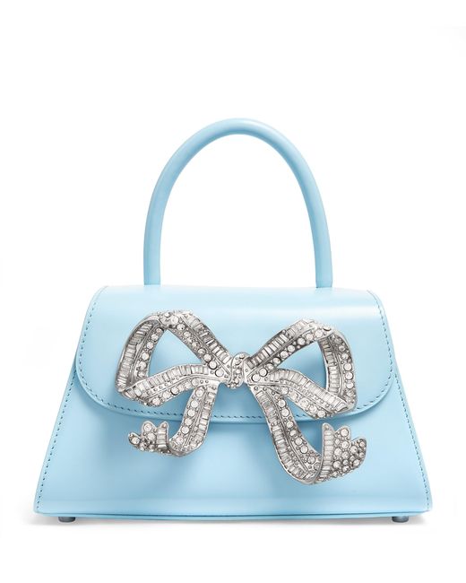 Self-Portrait Mini Leather The Bow Bag in Blue | Lyst