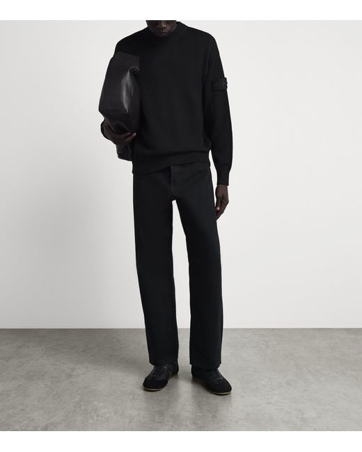 Stone Island Black Cotton-Cashmere Ghost Sweater for men