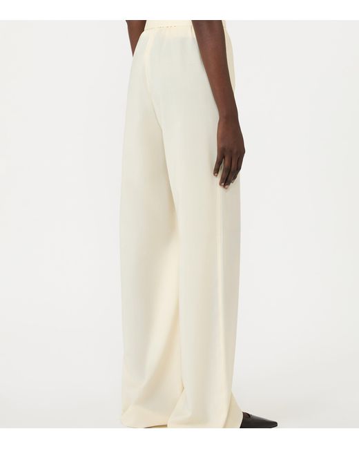 Max Mara White Virgin Wool Wide-Leg Trousers