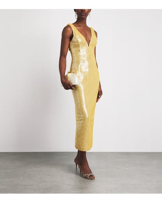 Rachel Gilbert Metallic Embellished Tamzin Sleeveless Midi Dress