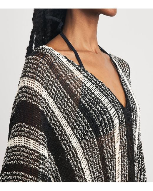 Missoni Gray Crochet Stripe Maxi Kaftan