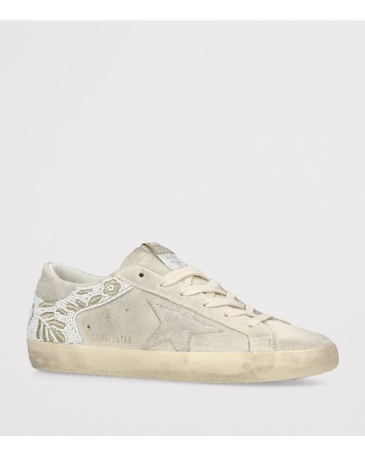 Golden Goose Deluxe Brand White Suede Embellished Super-Star Sneakers