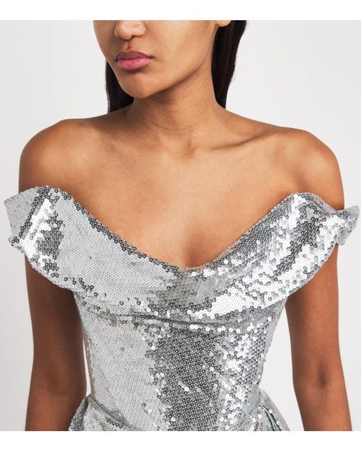 Vivienne Westwood White Sequin-Embellished Comet Gown