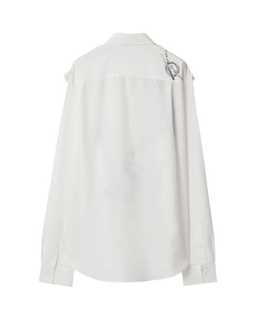 Burberry White Silk Knight Hardware Shirt for men
