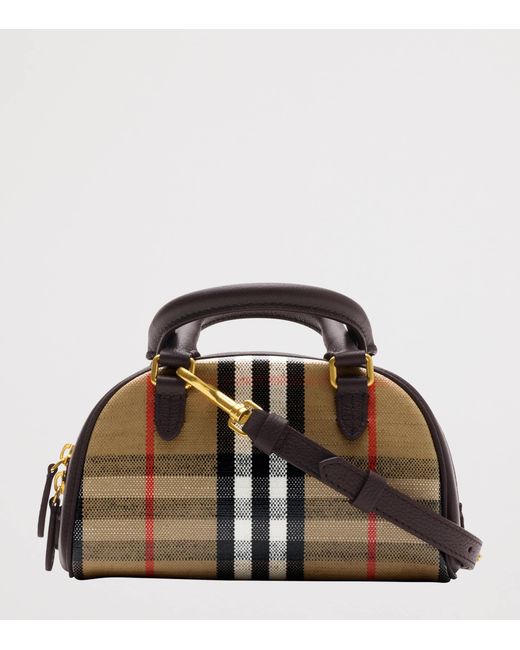 Burberry Brown Mini Canvas Highlands Bowling Bag