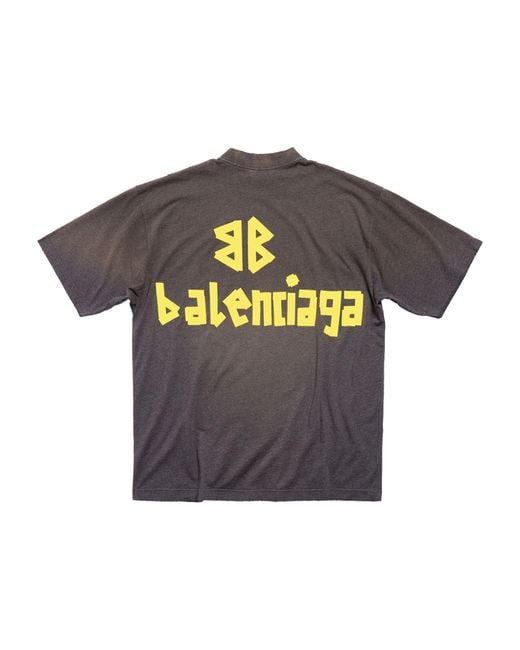 Balenciaga Gray Oversized Tape Logo T-shirt for men