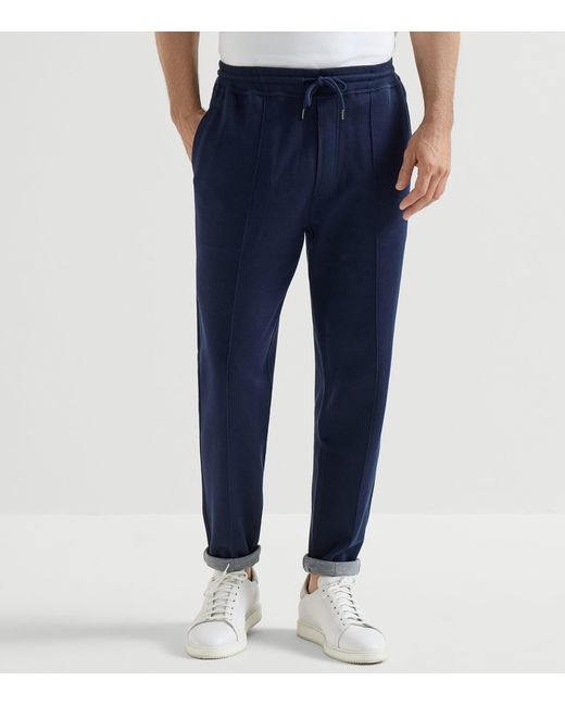 Brunello Cucinelli Blue Cotton-Blend French Terry Sweatpants for men