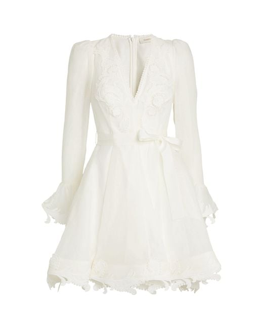 Zimmermann Linen-silk Wonderland Mini Dress in White | Lyst