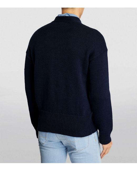 Polo Ralph Lauren Blue Patch-detail V-neck Sweater for men