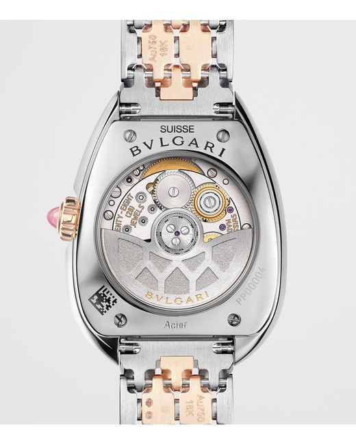 BVLGARI White Stainless Steel, Rose And Diamond Serpenti Seduttori Watch
