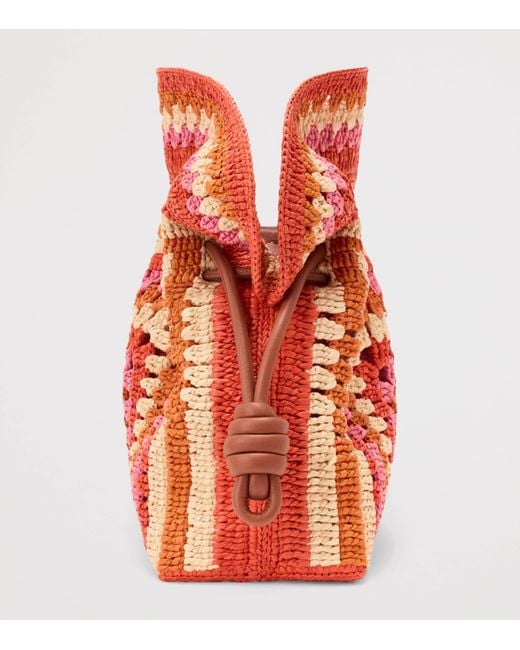 Loewe Red X Paula's Ibiza Medium Raffia Flamenco Clutch Bag