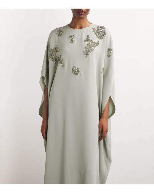 Zuhair Murad Gray Embroidered Cady Kaftan Maxi Dress