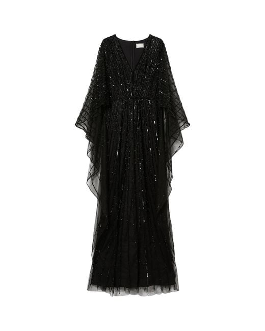 Marina Rinaldi Black X Tony Ward Embellished Maxi Dress And Cape