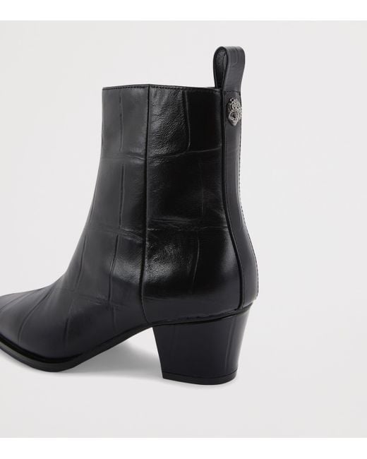 Kurt Geiger Black Leather Mini Eagle Ankle Boots