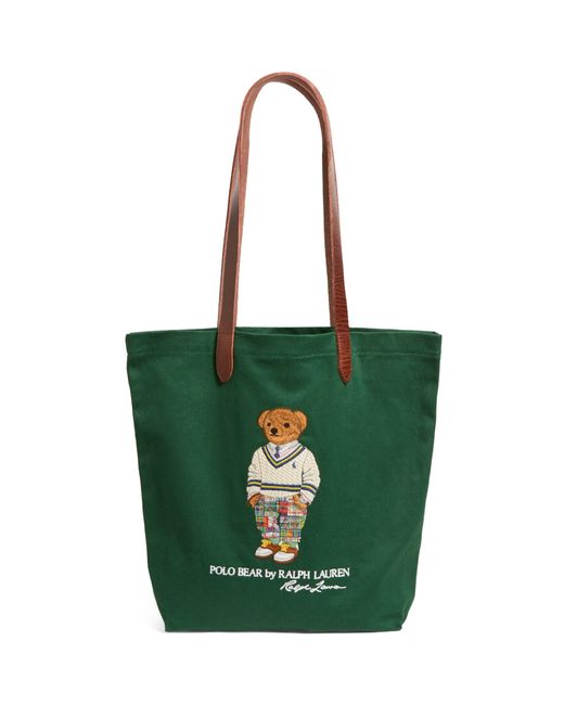 Polo Ralph Lauren Green Medium Cotton Polo Bear Tote Bag for men