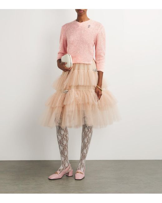 Simone Rocha Pink Alpaca-Blend V-Neck Sweater