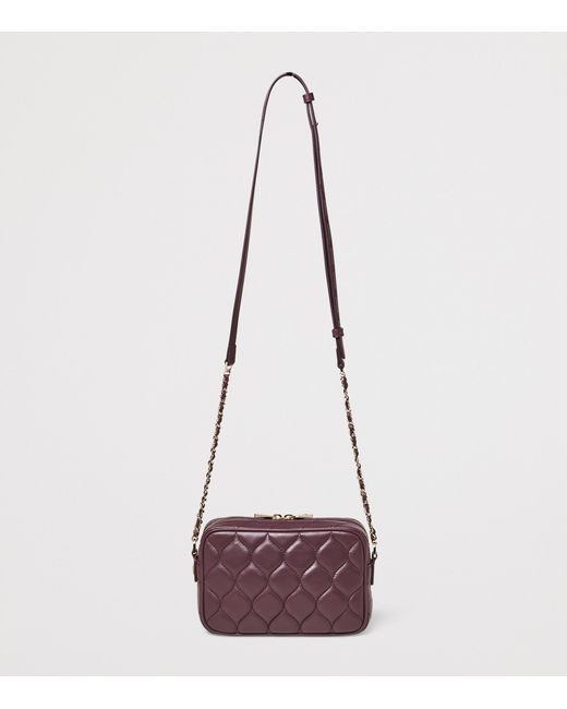Aspinal Purple Leather Alice Cross-Body Bag