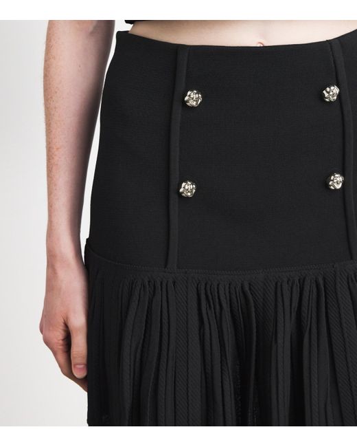 Sandro White Knitted Buttoned Mini Skirt