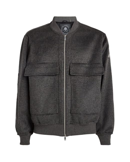 Moose Knuckles Black Wool-Cashmere-Silk Bomber Jacket for men