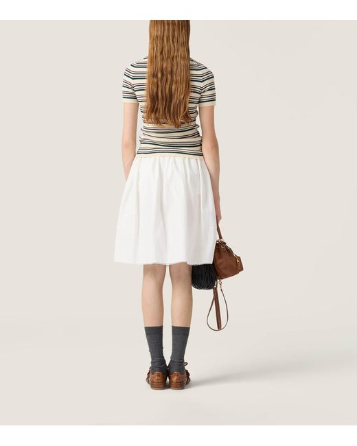Miu Miu Natural Cotton Stripe Henley Top