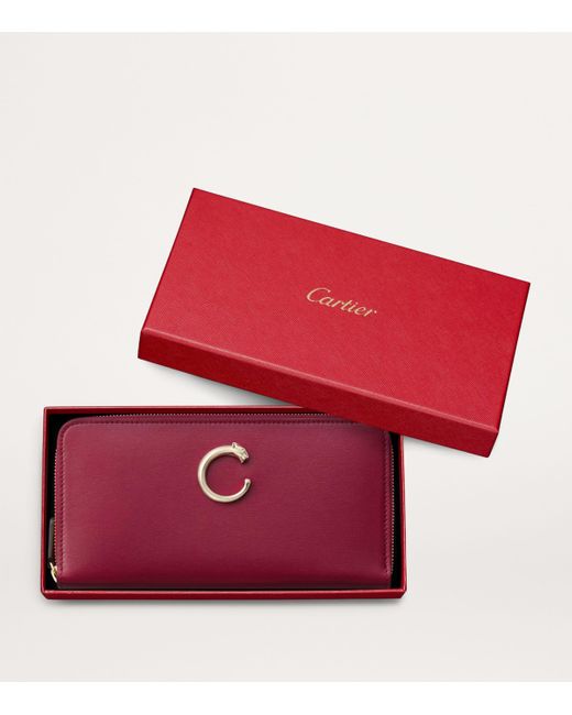 Cartier Red Calfskin Panthère De Wallet