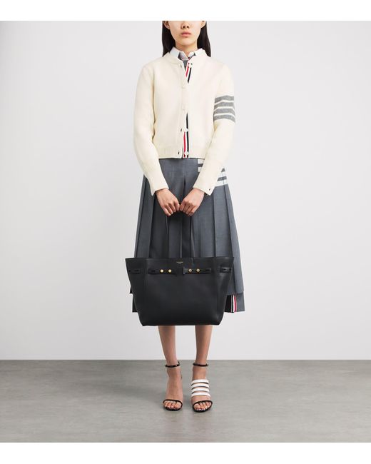 Thom Browne White Wool Hector 4-Bar Cardigan