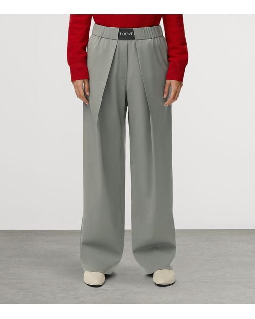 Loewe Gray Wool-Blend Tailored Trousers