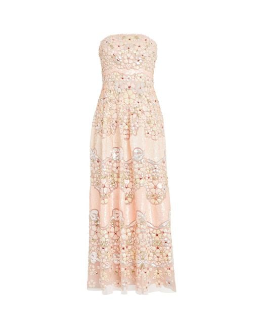 Needle & Thread Natural Strapless Laelia Gown
