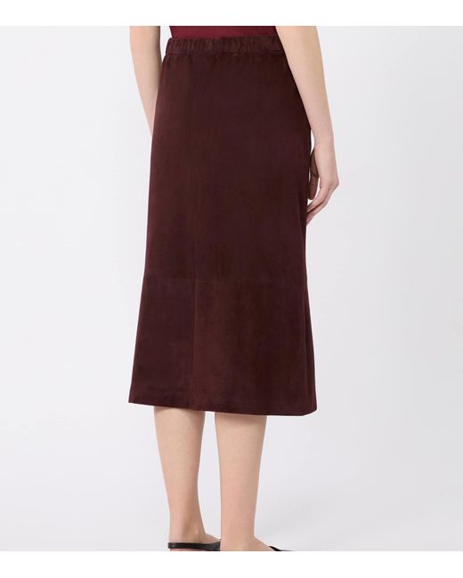 Max Mara Brown Suede Midi Skirt