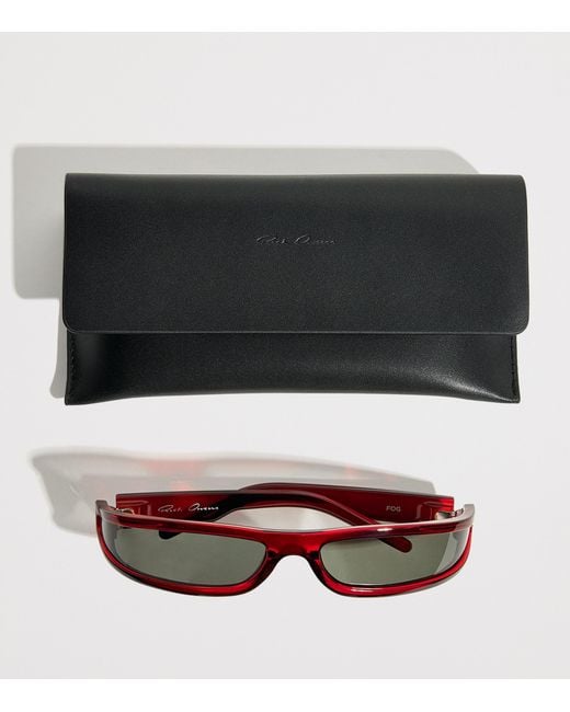 Rick Owens Pink Fog Rectangular Sunglasses for men
