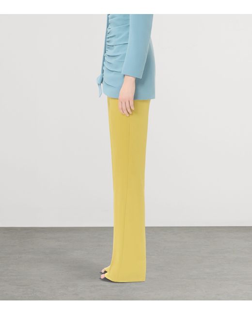 Valentino Yellow Silk-Blend Straight Trousers